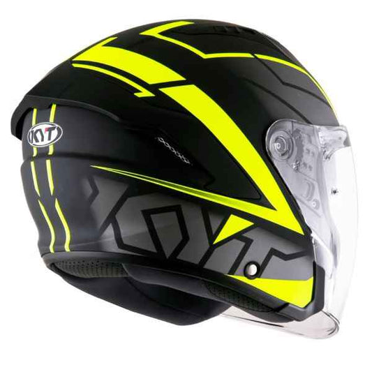 KYT NFJ Motion Matt Black Fluro Yellow Helmet