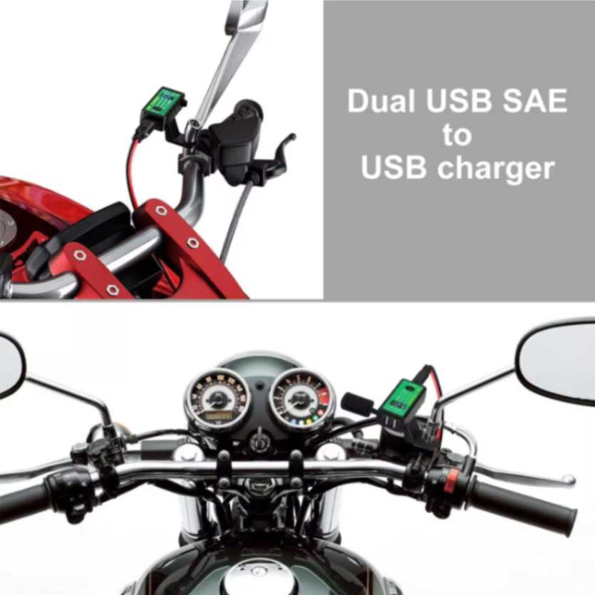 Kewig Waterproof Motorcycle Handlebar Charger Adapter Dual USB QC 3.0 With Switch Input voltage dc12-24v (C Charger) (M2-C)