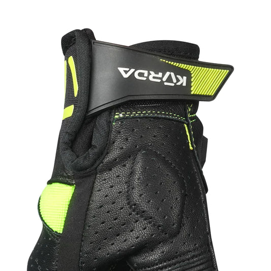 Korda Drag Short Cuff Leather Riding Gloves - Fluorescent Yellow