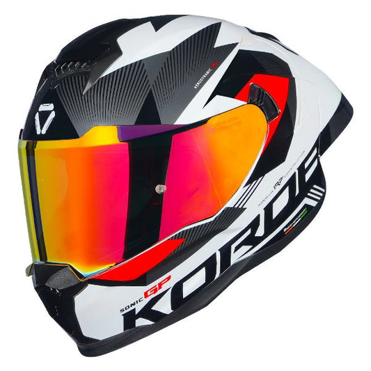 Korda Sonic GP Brave Helmet (Gloss White & Red)