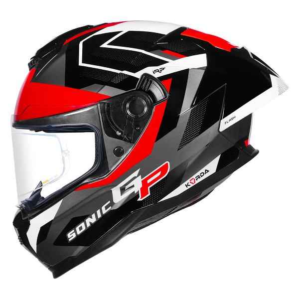 Korda Sonic GP Flash Helmet (Gloss Black White & Red)