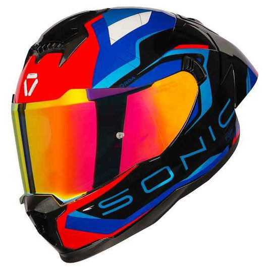 Korda Sonic GP Roadlion Helmet (Gloss Black Red & Blue)