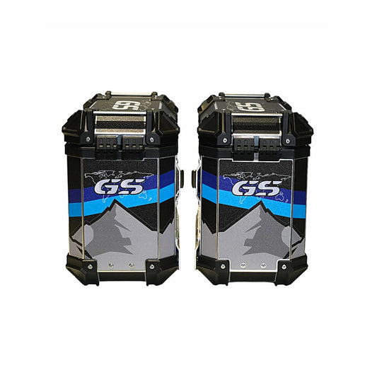 LGP-Premium Aluminium Graphics 38L Panniers(Red/Black/Grey)