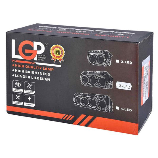 LGP Fog Lamp Dk300 Projector Triple Lens For Bikes With Dual Light Colors (Yellow And White)