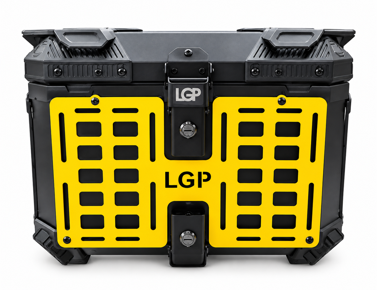 LGP Top Box 45L Armoured Black Yellow With Backrest - LGPT0107