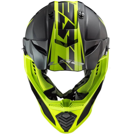 LS2 Fast Evo Roar Helmet-Matt & Gloss Black Hi-Viz Yellow-MX437