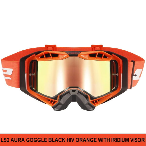 LS2 Helmet Aura Pro Goggle Black Hiv Orange With Iridium Visor