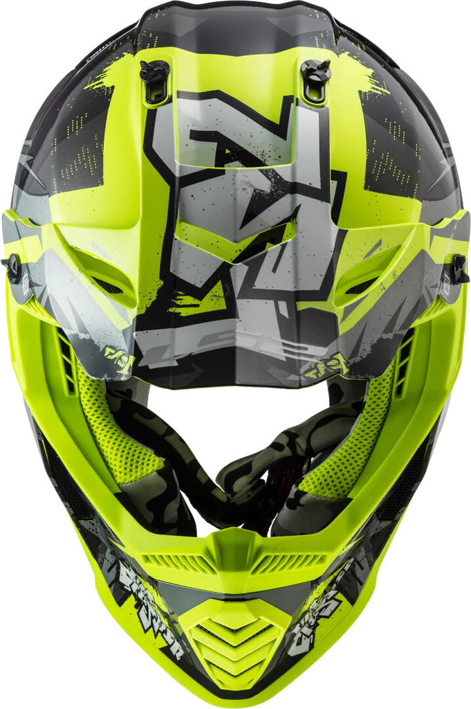ls2 fast mx437 helmet LS2 MX437 Fast Evo Crusher Matt Black Hi Vis Yellow Helmet