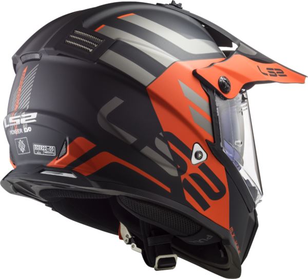 LS2 Helmets Pioneer Evo Adventurer Matt Black Orange - MX436