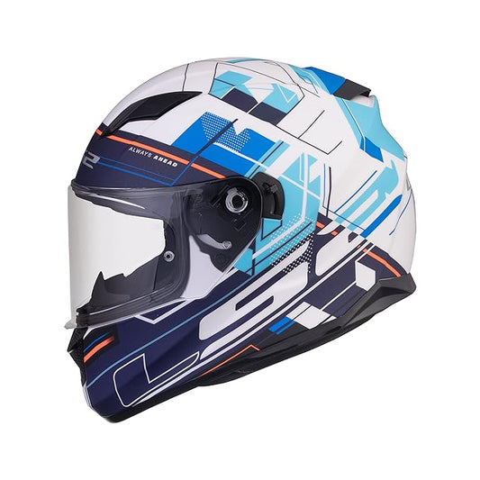 LS2 FF320 Stream Evo Scape Matt White Blue Helmet - Riders Junction
