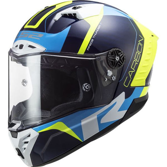 LS2 FF805 Thunder C Racing1 Gl.blue H-v Yellow-06 Helmet - Riders Junction