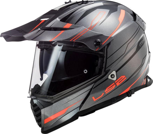 LS2 MX436 Pioneer Evo Knight Titanium Fluo Orange Matt Helmet - Riders Junction