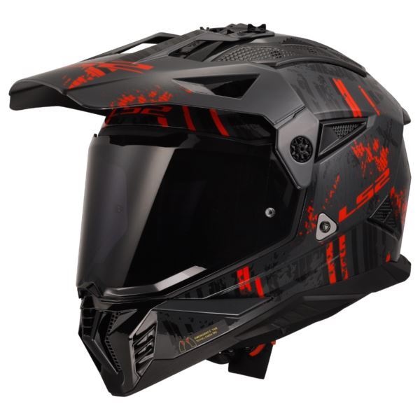 ls2 dual sport helmet gloss red LS2 MX436 Pioneer II Crazy Gloss Black Red-06 - Helmet