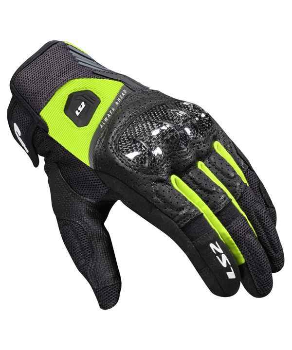 LS2 Atom Man Riding Gloves Black Hi-viz Yellow