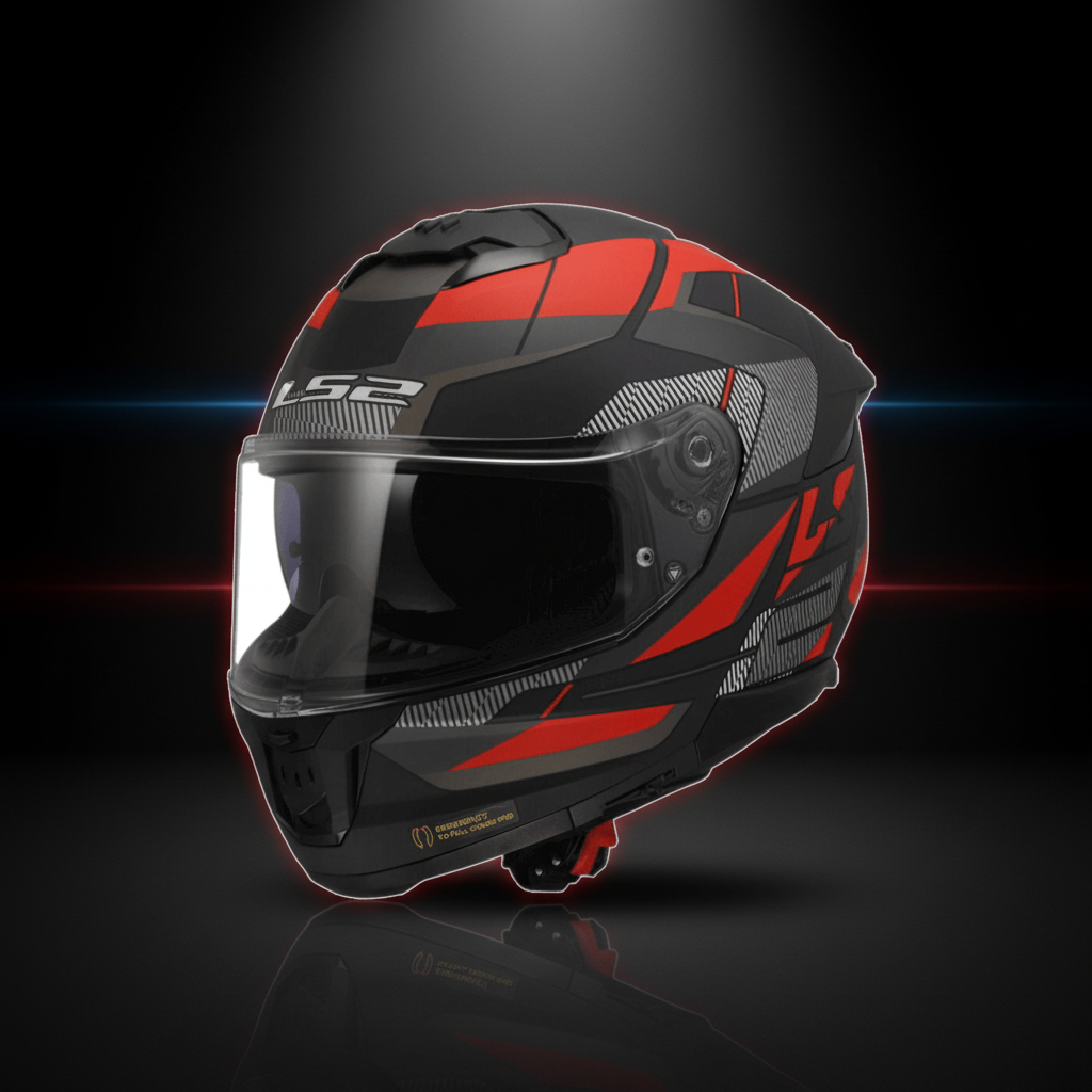 LS2 FF320 Stream II Road Gloss Black Titanium Red Helmet