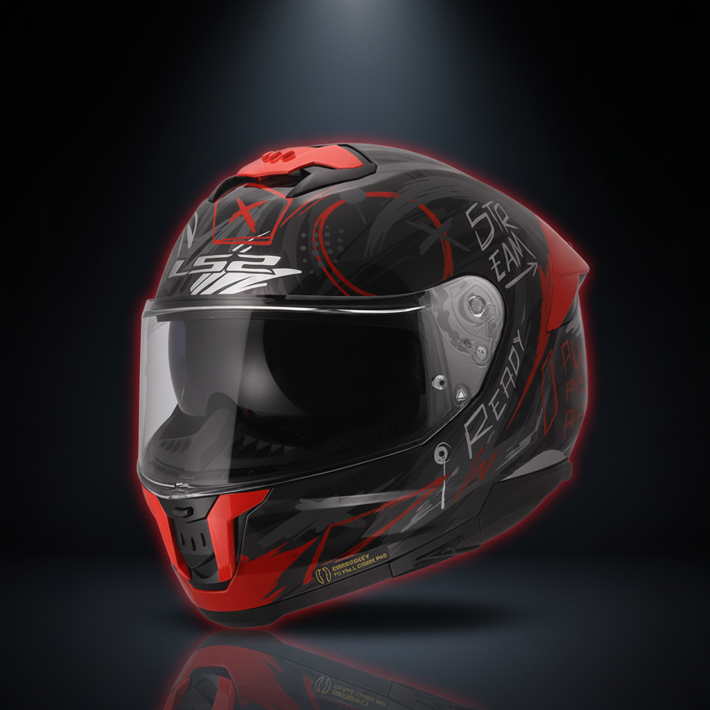 LS2 FF320 Stream II Scratches Black Red Helmet