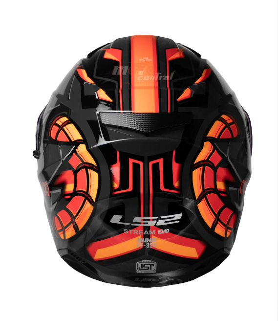 LS2 Stream Evo M Size Helmet Glossy Zuko Black Hi Viz Orange-FF320