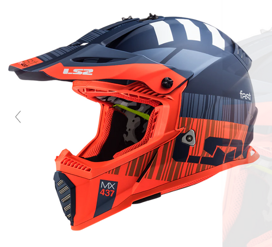 LS2 Fast Evo Xcode Helmet-L Size-Matt Fluro Orange Blue-MX437