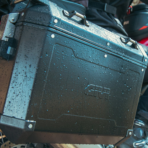 Left-side Trekker Outback Black Line, aluminium side-case, matt black painted, 48 ltr