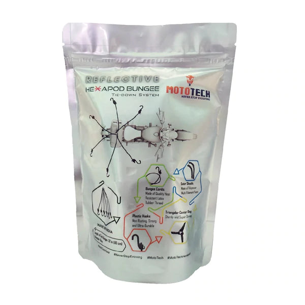 MOTOTECH - Reflective Hexapod Bungee Tie-down System - 32" / 80cms - Black
