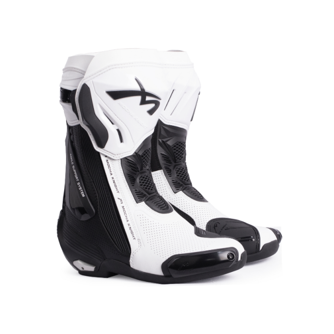 Mocha Knight Professional Racing Boots For Men (WhiteBlack) MK-SHK109