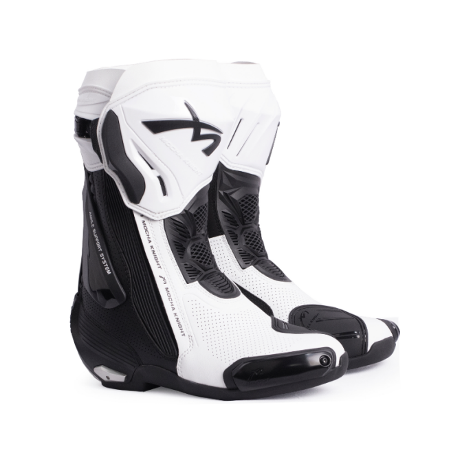 Mocha Knight Professional Racing Boots For Women (White/Black) MK-SHKW109