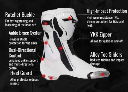 Mocha Knight Professional Racing Boots - White