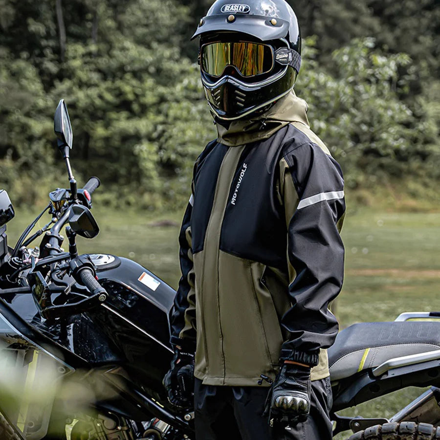 Motowolf Raincoat Green MDL0405 Motorcycle Riding Rain Suit
