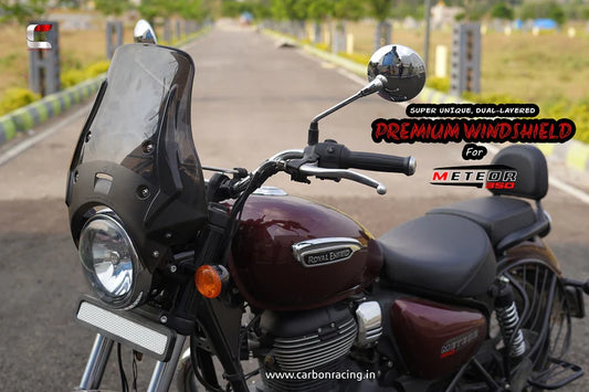 Premium Smoked Windshield for Royal Enfield Meteor 350 - Carbon Racing