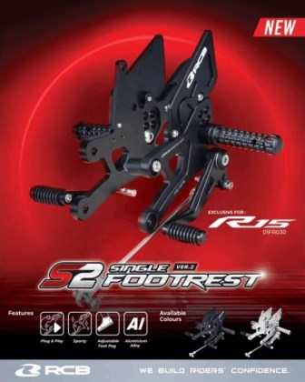 RCB S2 V2 Single Set Footrest – YAMAHA R15V3 MT15 01FR030 ( BLACK ) - Riders Junction