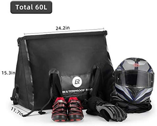ROCKBROS Waterproof Duffel Bag 60L Motorcycle Travel Dry Duffel Bag Black-AS-005BK