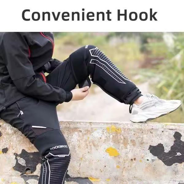 ROCKBROS Winter Reflective Outdoor Knee Protect Leg Sleeve Fleece Keep Warm Knee Support Windproof Kneepads (19400180001)-Black