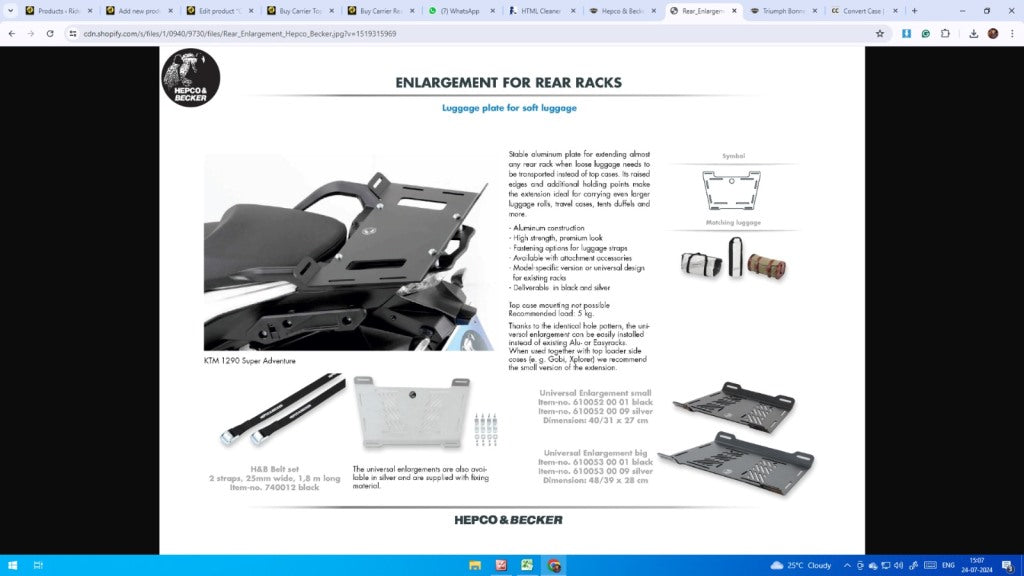 Rear Rack Enlargement Ducati Scrambler 800 (2019 onward) - Hepco Becker - 8007593 01 01