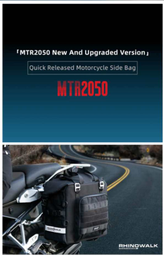 Rhinowalk 25L Motorcycle Side Bag Motorbike Seat Saddle Tail Bag for ADV Motorcycle Rear Rack Travel Luggages (Single Unit) (MTR2050) - Black