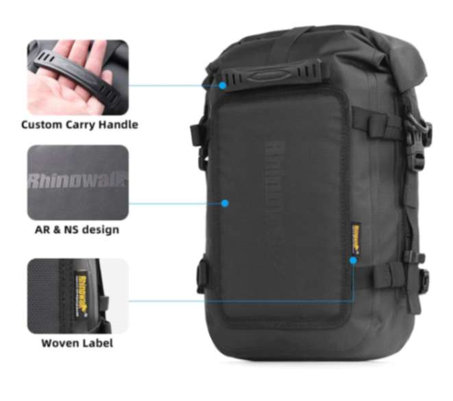 Rhinowalk Crash Bar Dry Bags Waterproof Motorcycle Bag for Crash Bar Motorbike Bumper Bag for Tail Side Seat Motorcycle Pack (Black) (MT2206)