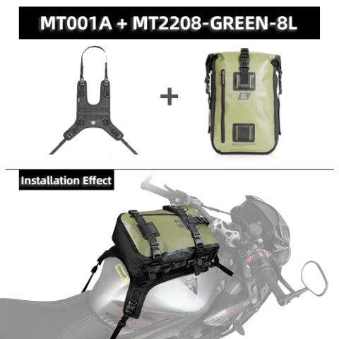 Rhinowalk Motorcycle Backpack 8L Waterproof Motorbike Seat Tail Bag for Adventure Welded Seamless Side Saddle Motopack (MT2208)