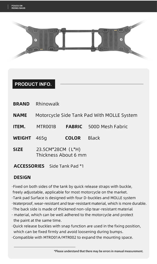 Rhinowalk Tank Base Mounting for Tank Bag (MTR001B)