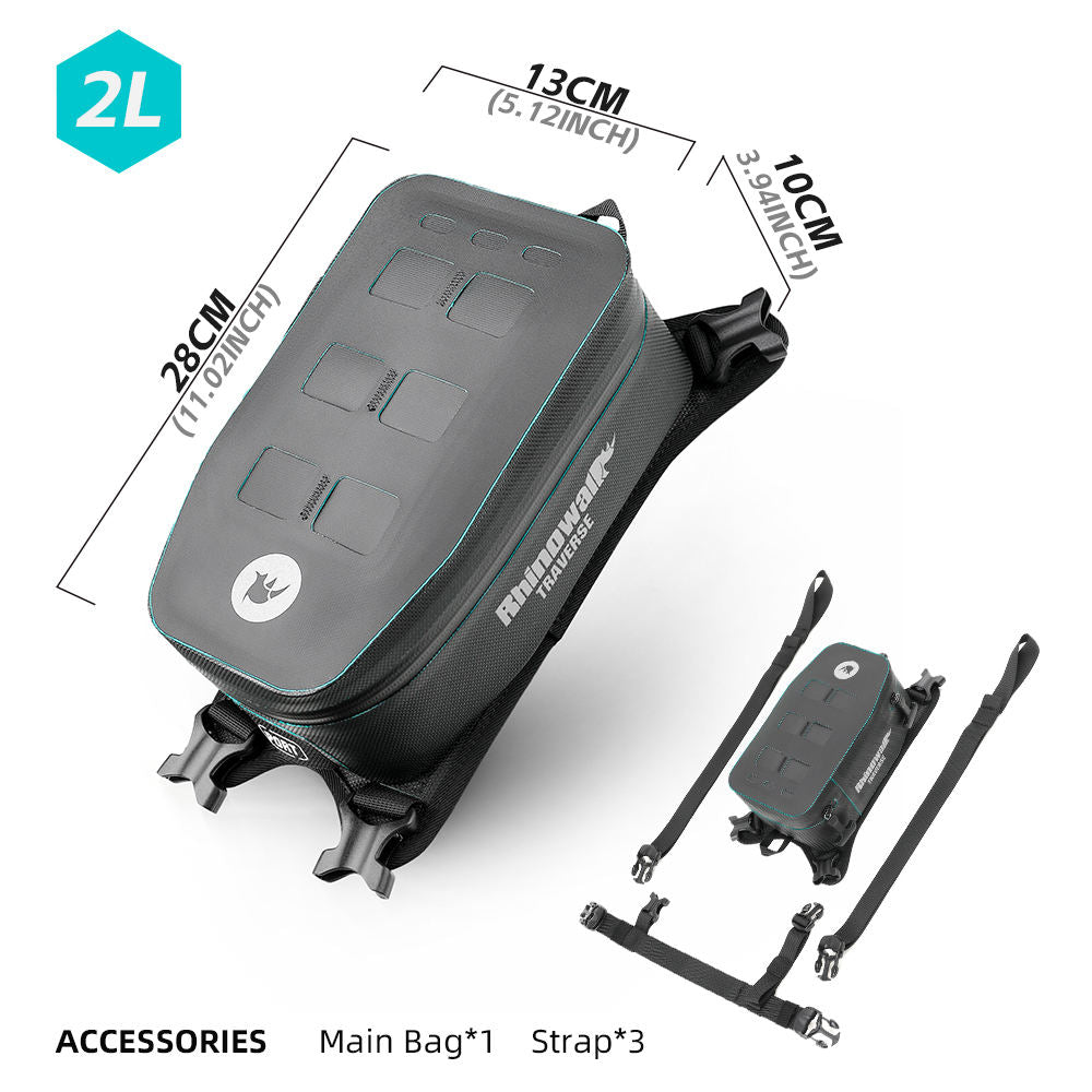 Rhinowalk 2L Compact Motorcycle Tank Bag Waterproof Motorbike Fuel Tank Storage Pack Durable TPU Material-MCY2601