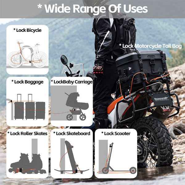 Rhinowalk 2M Heavy Duty Bicycle Cable Lock Anti-Theft Bike Lock