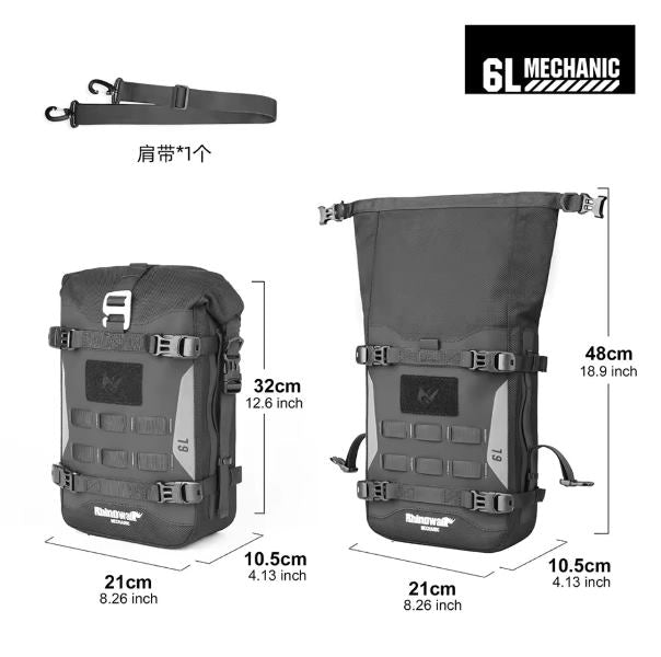 Rhinowalk 6l Waterproof Crash Bar Bag Mechanic Series Motorcycle Bumper Guard Bag Lightweight Molle System Motorcycle Accessory - MJX2001