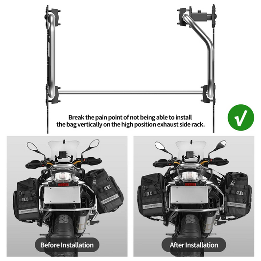 Rhinowalk Motorcycle Side Rack Expansion Plate – Aluminum Alloy Luggage Mount Panel - MTR008BK