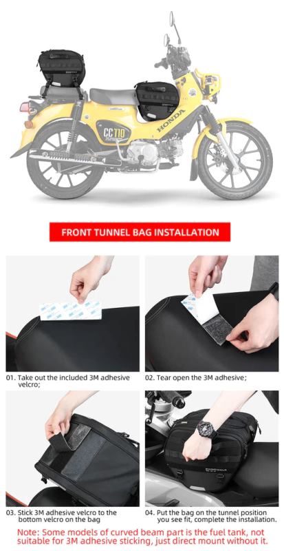 Rhinowalk Tunnel bag for scooter 15 ltr Underbone Motorcycle Bike Seat Pack with Molly System (MTR5001)