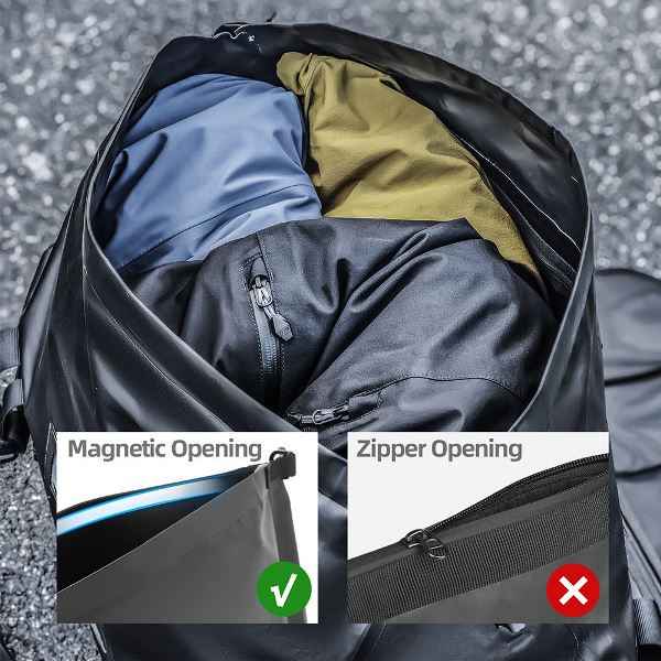 Rhinowalk Waterproof Motorcycle Roll-Top Duffel Gear Bag 40L Heavy Duty Dry Pack Tail Rear Luggage Magnetic Opening (MYS2403)