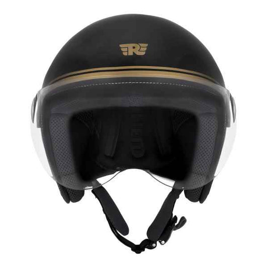 Royal Enfield Chopper Open Face Helmet Black & Gold