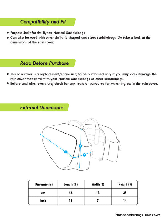 Rynox Nomad Saddlebags - Rain Covers Set - Black