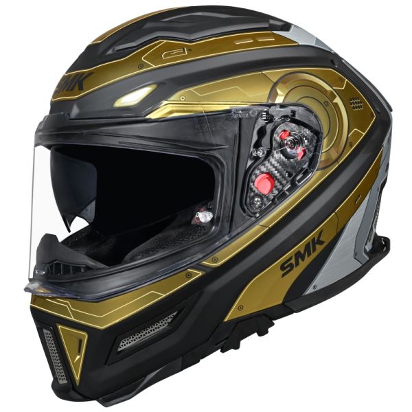 chrome motorcycle helmet full face SMK-Agnar Cyborg Full Face Helmet-Gold Chrome MA 267 – Riders Junction