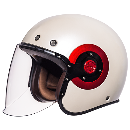 SMK Retro Jet - Unicolour Matt White & Red Helmet - GL130 - Riders Junction