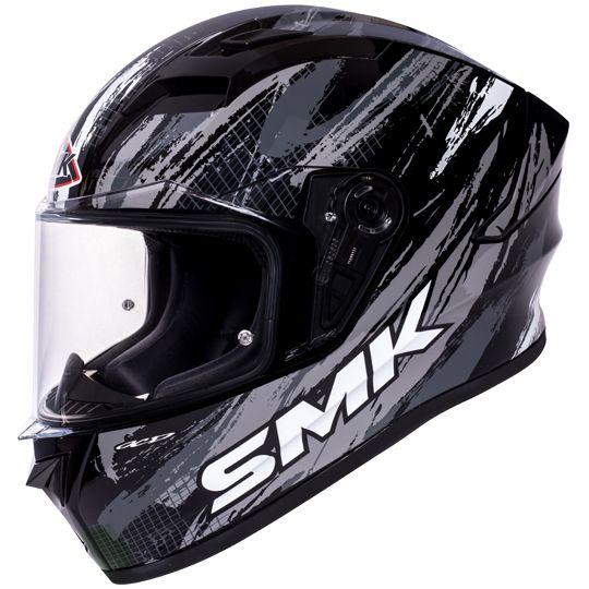 SMK Stellar Meteorite Glossy Black & Grey Helmet - GL266 - Riders-Junction