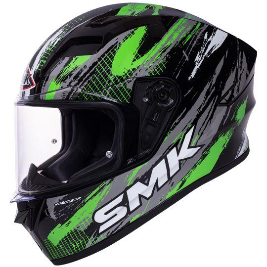 SMK Stellar Meteorite Glossy Green & Black Helmet - GL286 - Riders Junction