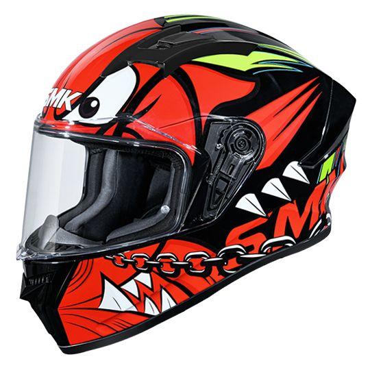 SMK Stellar Monster Glossy Orange & Back Helmet - GL231 - Riders-Junction
